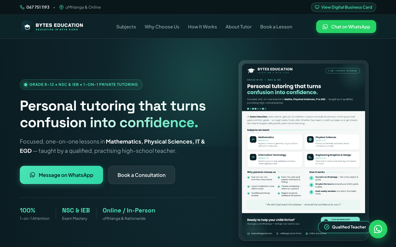 Bytes Education live website screenshot